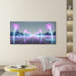 Futuristic Synthwave Background Wall Art Canvas Office Home Room Framed 80x45cm