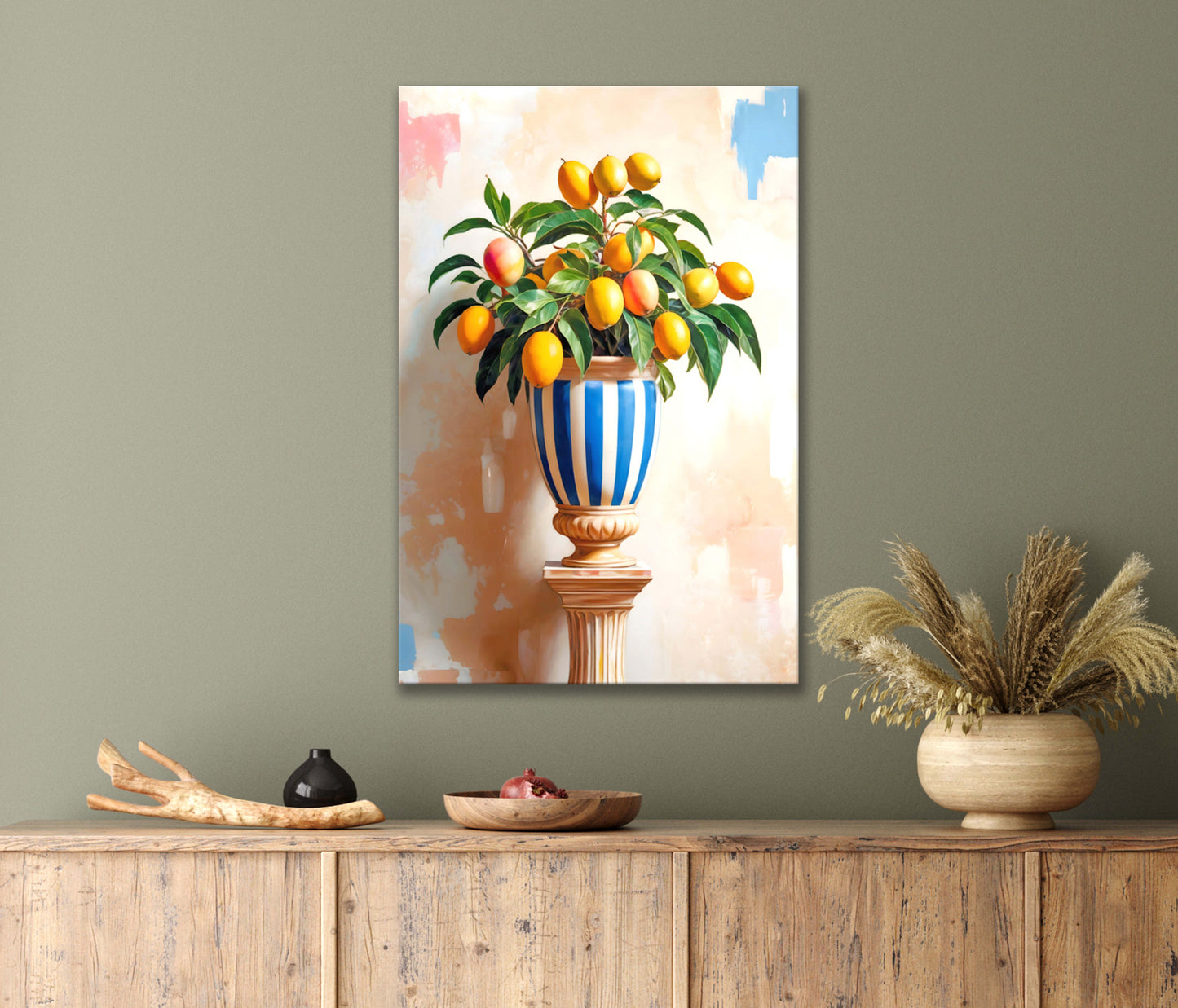 Fruits In A Ceramic Vase Print 100% Australian Made 40x60cm Stretched Canvas Ready to Hang