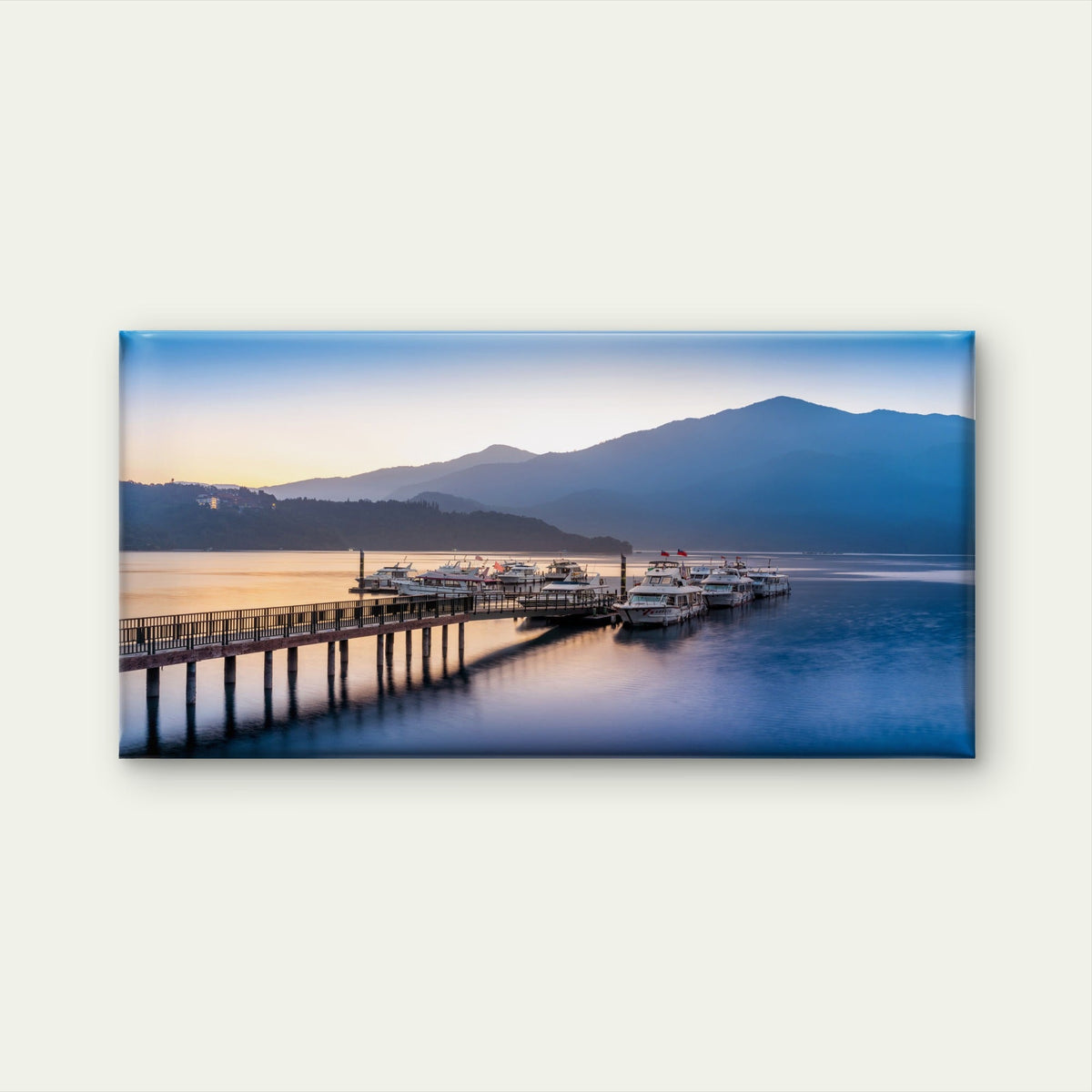 Sun Moon Lake Sunrise Nantou Taiwan Wall Art Canvas Office Home Room Framed 80x45cm