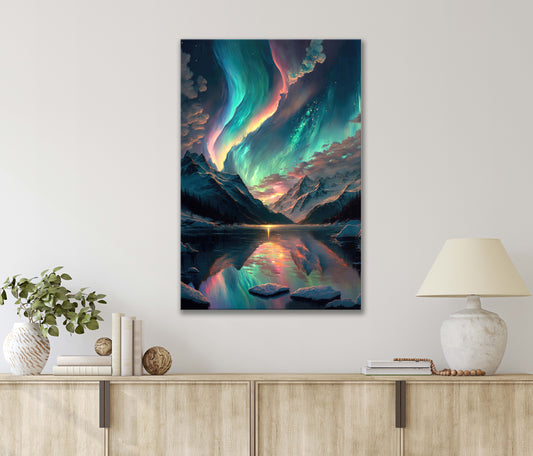 Colorful Sky Over A Lake Print 100% Australian Made 40x60cm Stretched Canvas Ready to Hang