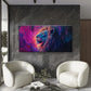 Purple Blue Neon Abstract Lion Wall Art Canvas Office Home Room Framed 120x60cm