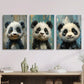 3pcs Watercolor Cute Panda Imitation Classic Design Metal Print Ready to Hang Art