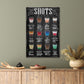 Various Shot Menu Print 100% Australian Made 40x60cm Stretched Canvas Ready to Hang