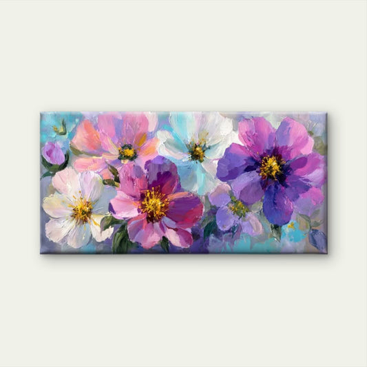 Abstract Multicolor Floral Wall Art Canvas Office Home Room Framed 80x45cm