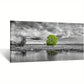Green Tree Black & White Modern Giclee Wall Art canvas office home room framed 120x60cm
