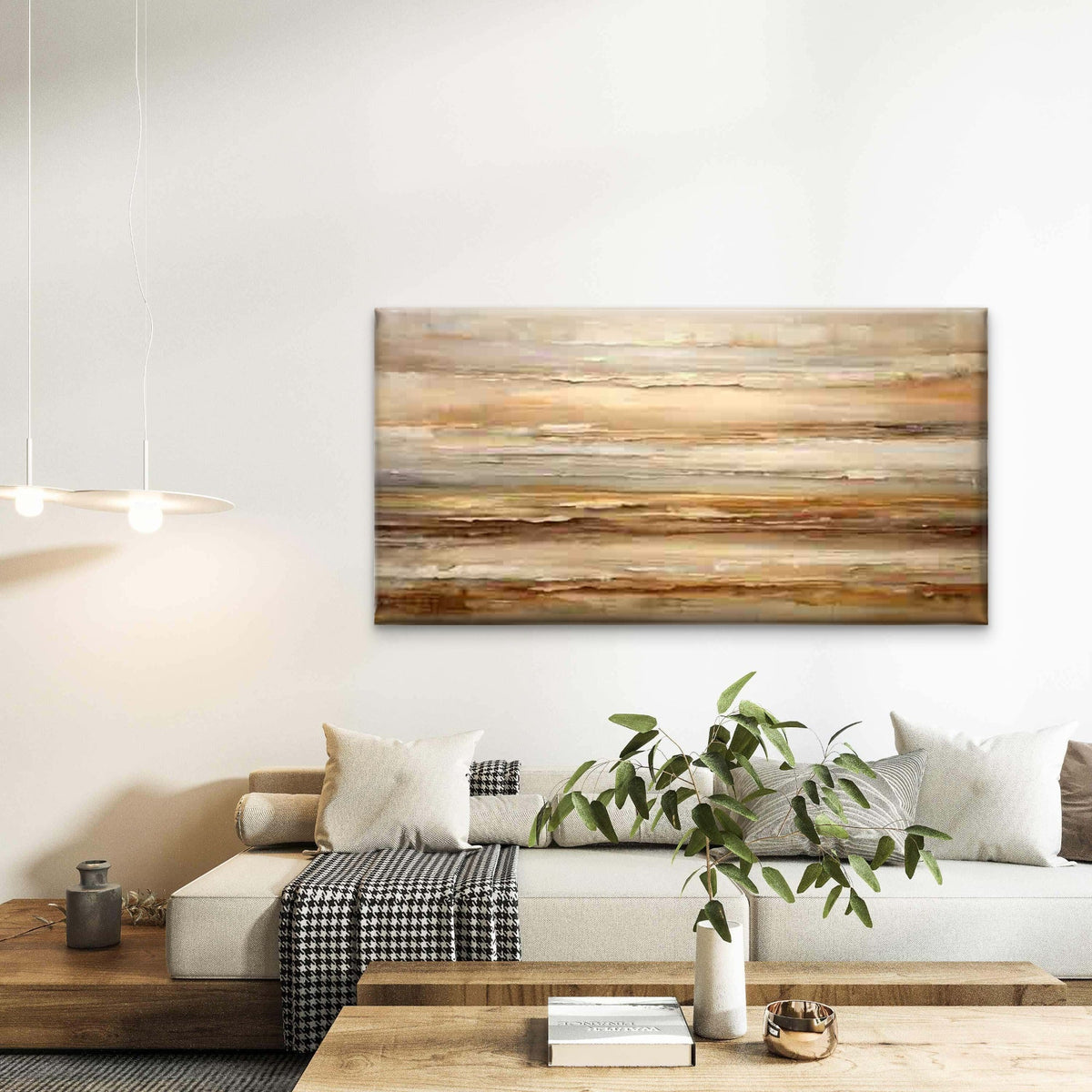 Abstract Layers of Earth Tones Wall Art Canvas Office Home Room Framed 120x60cm