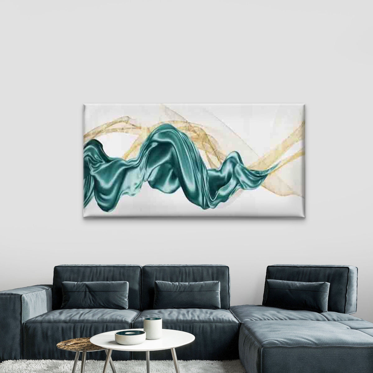 Satin Drapes Flowing Waves Wall Art Canvas Office Home Room Framed 120x60cm