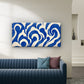 Blue White Wave Pattern Wall Art Canvas Office Home Room Framed 80x45cm# - Bella Home Decor
