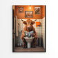 Cow On a Toilet Reading Magazine Print 100% Australian Made 40x60cm Stretched Canvas Ready to Hang