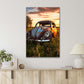 An Old Rusty Car Sits Quietly in A Field, Sunset Evening Print 100% Australian Made 40x60cm Stretched Canvas Ready to Hang