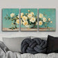 3pcs White Roses in Vase Painting Metal Print Ready to Hang Art