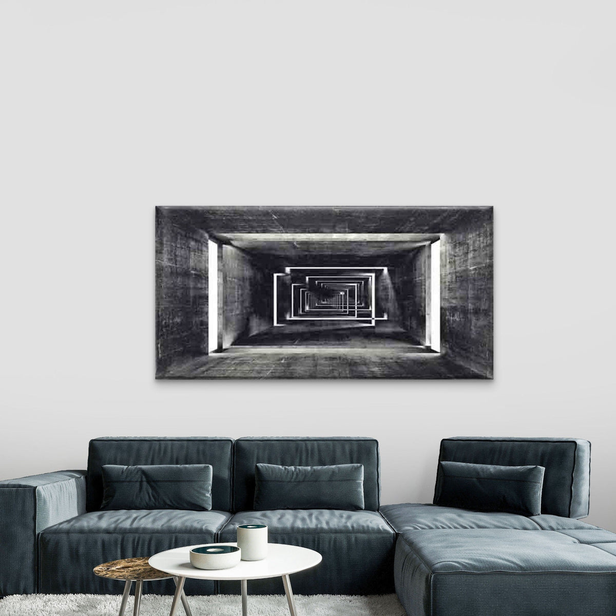 Depicting a Concrete Tunnel Wall Art Canvas Office Home Room Framed 120x60cm