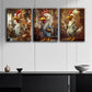 3pcs Tired Chicken with Cup of Coffee Classic Design Metal Print Ready to Hang Art