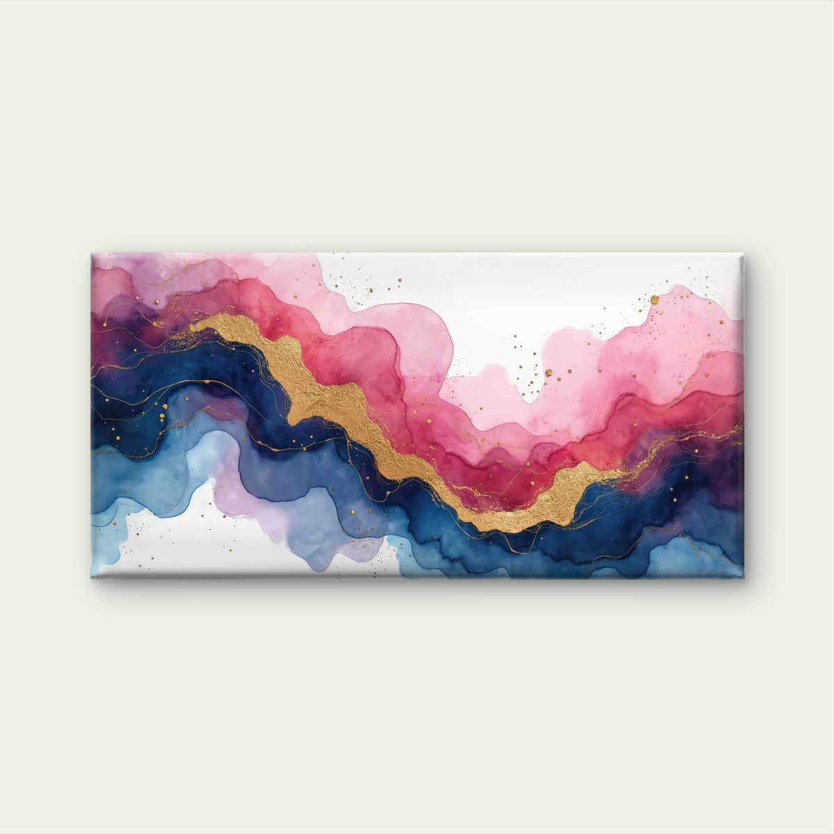 Gold Pink Blue Alcohol Ink Wall Art Canvas Office Home Room Framed 120x60cm