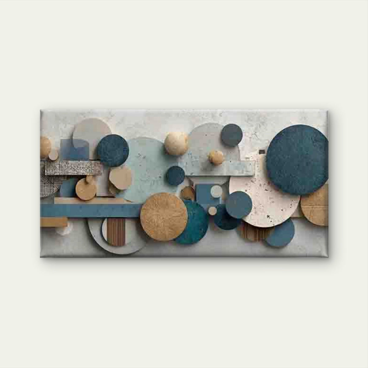 Featuring Blue And Golden Circl Wall Art Canvas Office Home Room Framed 120x60cm