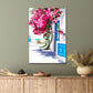 Coloring Of A Window Under The Shaded Pink Tree Print 100% Australian Made 40x60cm Stretched Canvas Ready to Hang