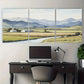 3pcs Open Field Mountains Painting Metal Print Ready to Hang Art