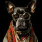 Dog Wearing Glasses and a Scarf Print 100% Australian Made 40x60cm Stretched Canvas Ready to Hang