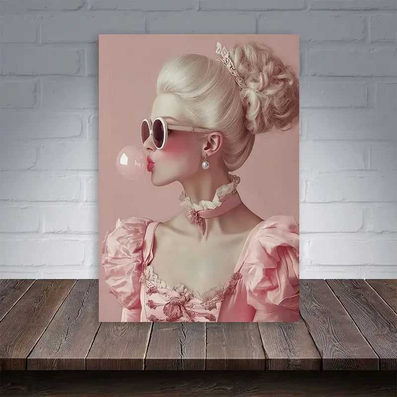 Chic Bubble Gum Portrait Canvas Print 100% Australian Made 40x60cm Stretched Canvas Ready to Hang