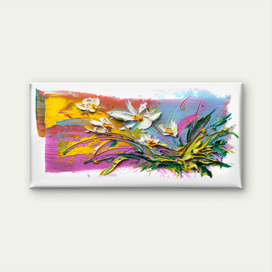 Abstract Purple Daisy Bouquet Wall Art Canvas Office Home Framed 80x45cm