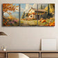 3pcs Autumn Scenery with Colorful Foliage & Pumpkins Metal Print Ready to Hang Art