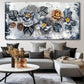 Abstract Elegant Flower Black & Golden Wall Art canvas office home room framed 120x60cm
