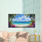 Tropical Paradise Beach Scene Wall Art Canvas Office Home Room Framed 120x60cm