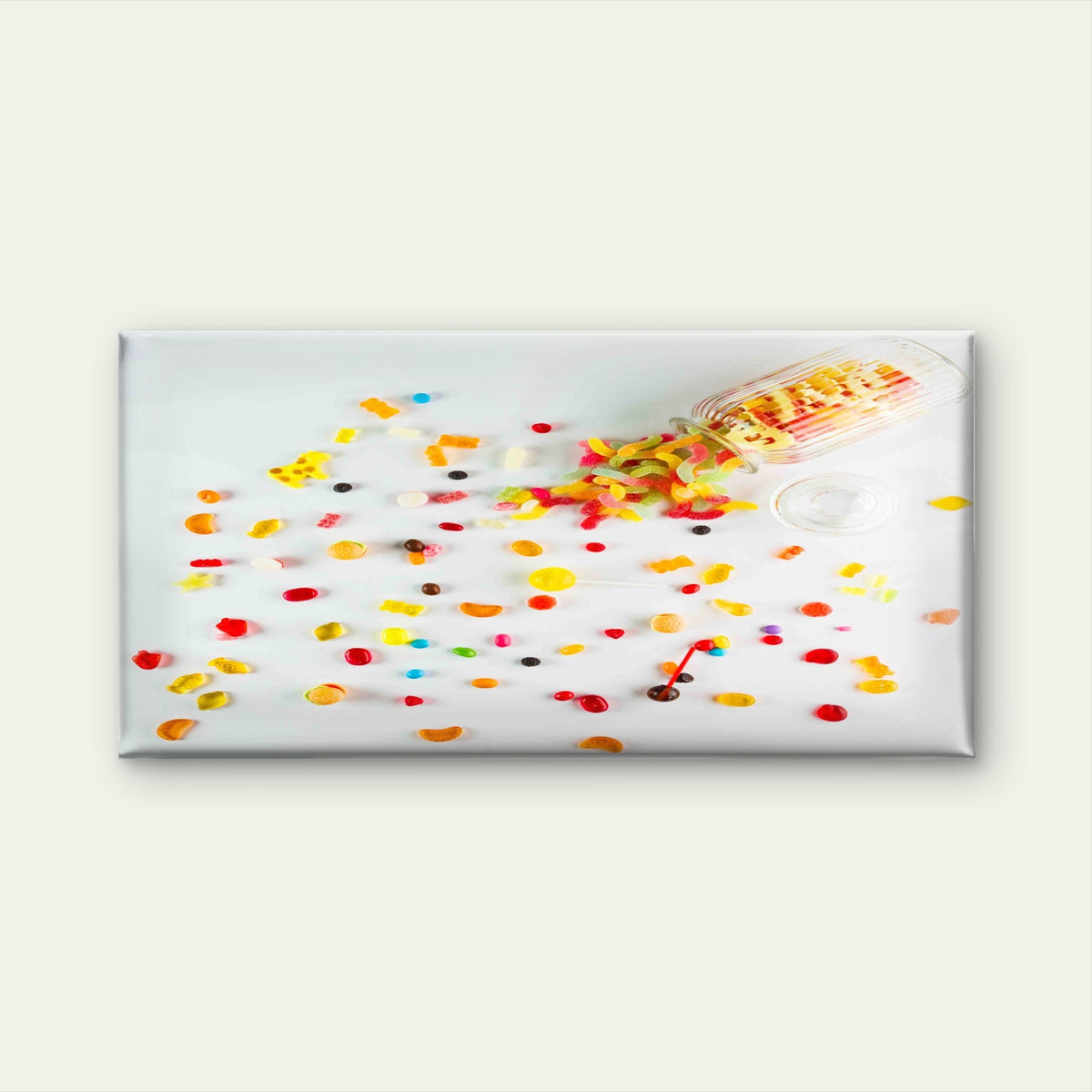 Candies Spilled From Glass Jar Wall Art Canvas Office Home Room Framed 80x45cm