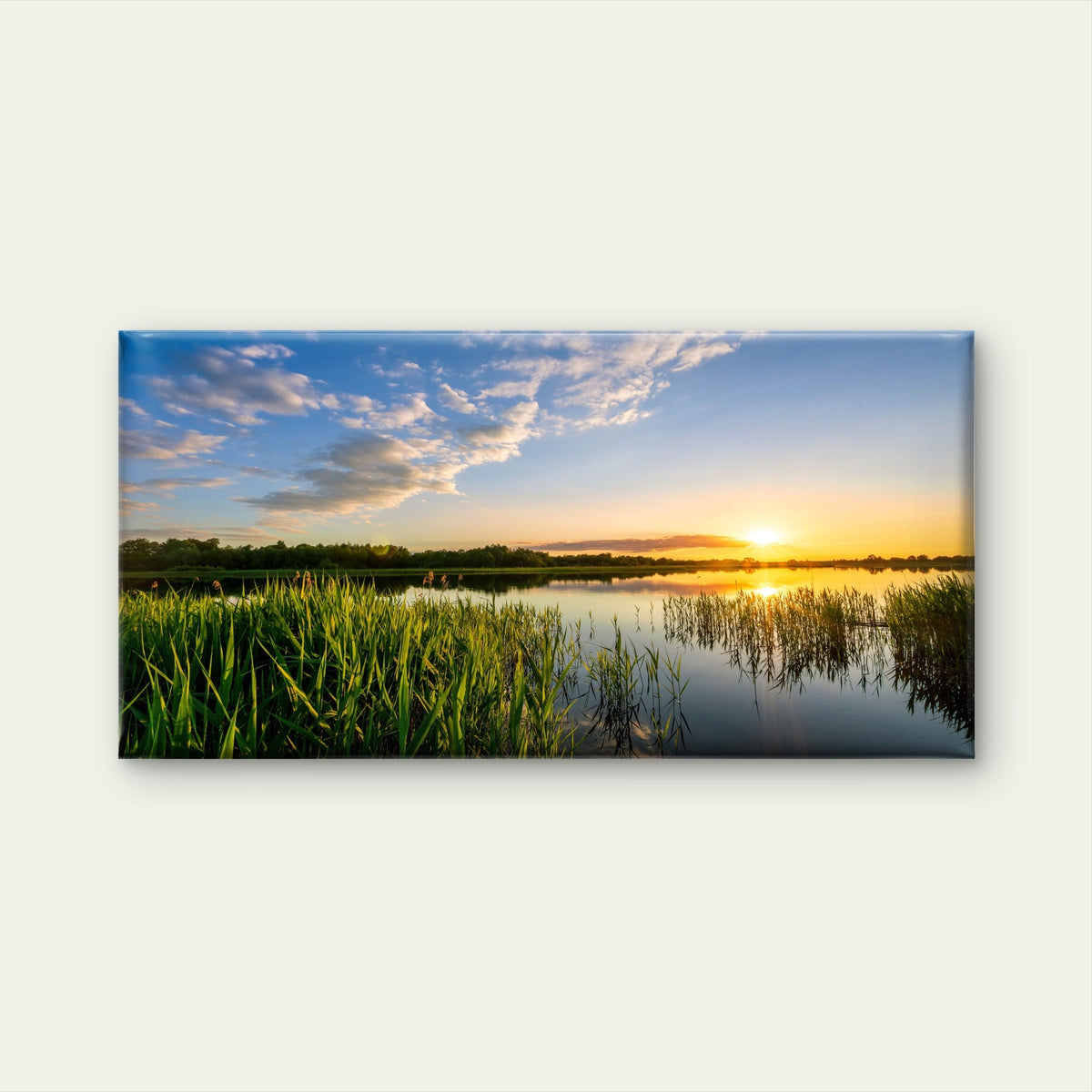 Serene Sunset Over Water Wall Art Canvas Office Home Room Framed 80x45cm