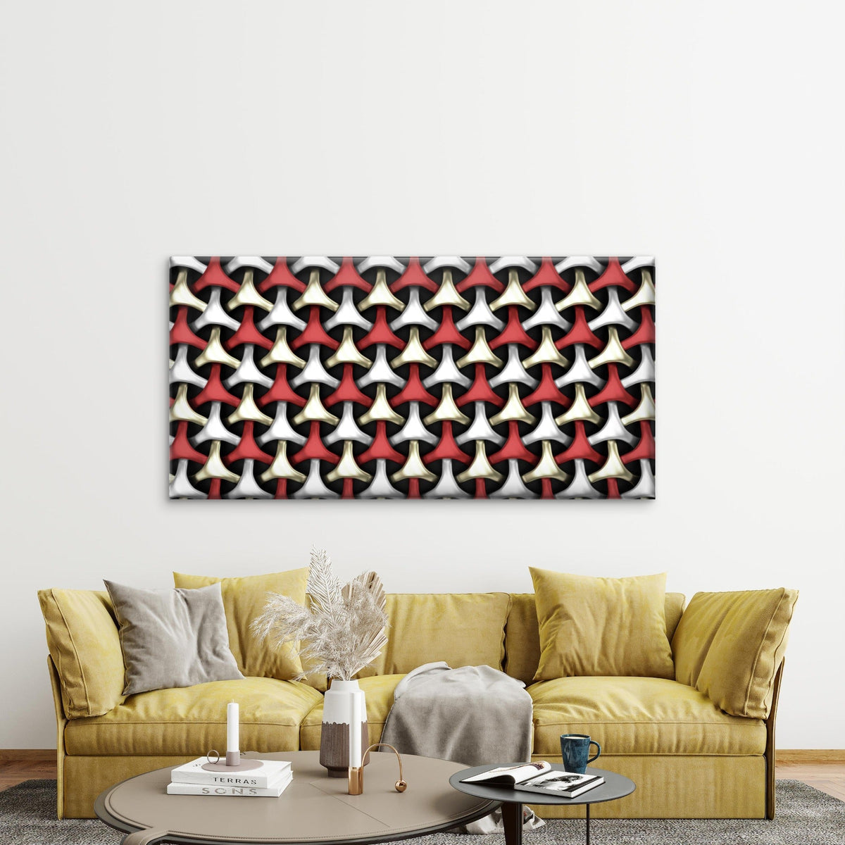 Geometric Weave Abstract Wall Art Canvas Office Home Room Framed 120x60cm