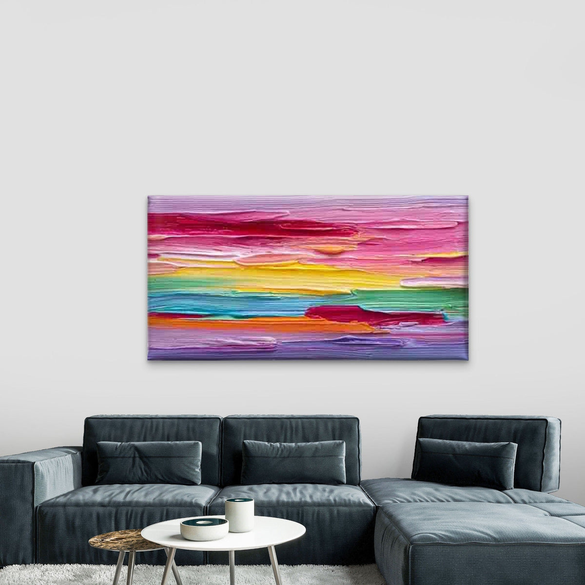 Abstract Featuring Bright Color Wall Art Canvas Office Home Room Framed 80x45cm