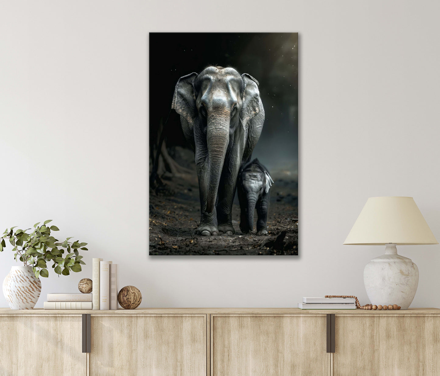 Elephant In A Forests Print 100% Australian Made 40x60cm Stretched Canvas Ready to Hang
