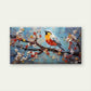 Bird In Branch Oil Painting Wall Art Canvas Office Home Room Framed 80x45cm