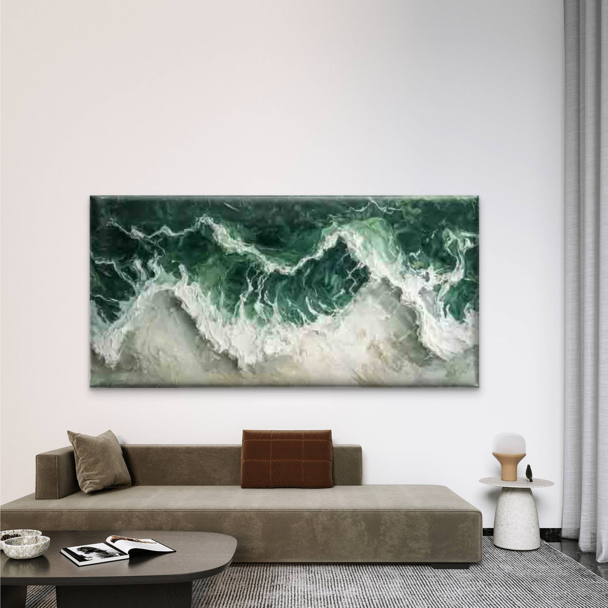 Ocean Waves And Sea Foam Wall Art Canvas Office Home Room Framed 80x45cm
