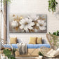 White And Golden Floral Wall Art Canvas Office Home Room Framed 80x45cm