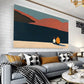 Father & Son Vibrant Beach Scene with Orange & Blue Sky Wall Art wall canvas office home room framed 120x60cm
