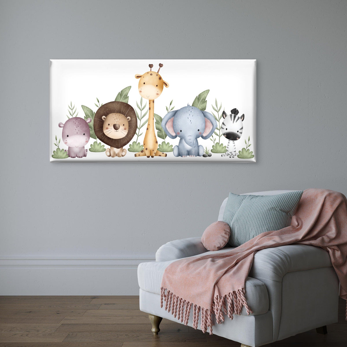 Safari Animal Nursery Baby Wall Art Canvas Office Home Room Framed 120x60cm