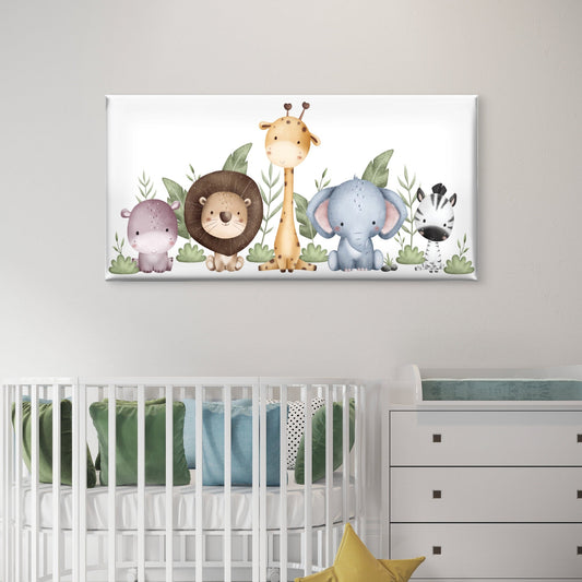 Safari Animal Nursery Baby Wall Art Canvas Office Home Room Framed 80x45cm