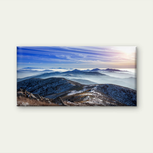 Winter Landscape Sunset Deogyusan Mountains Korea Wall Art Canvas Office Home Room Framed 80x45cm