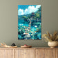 Serene Beauty of Bridge Over Lake with Lotuses Painting Print 100% Australian Made 40x60cm Stretched Canvas Ready to Hang