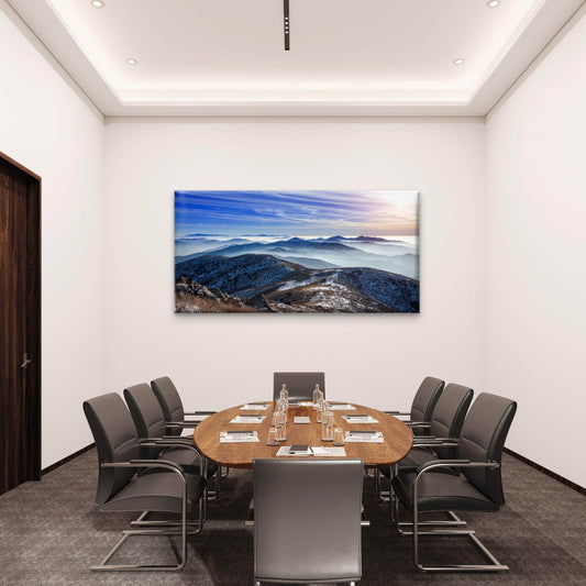Winter Landscape Sunset Deogyusan Mountains Korea Wall Art Canvas Office Home Room Framed 80x45cm