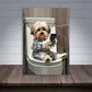 Funny Havanese Dog on Toilet with Phone Print 100% Australian Made 40x60cm Stretched Canvas Ready to Hang