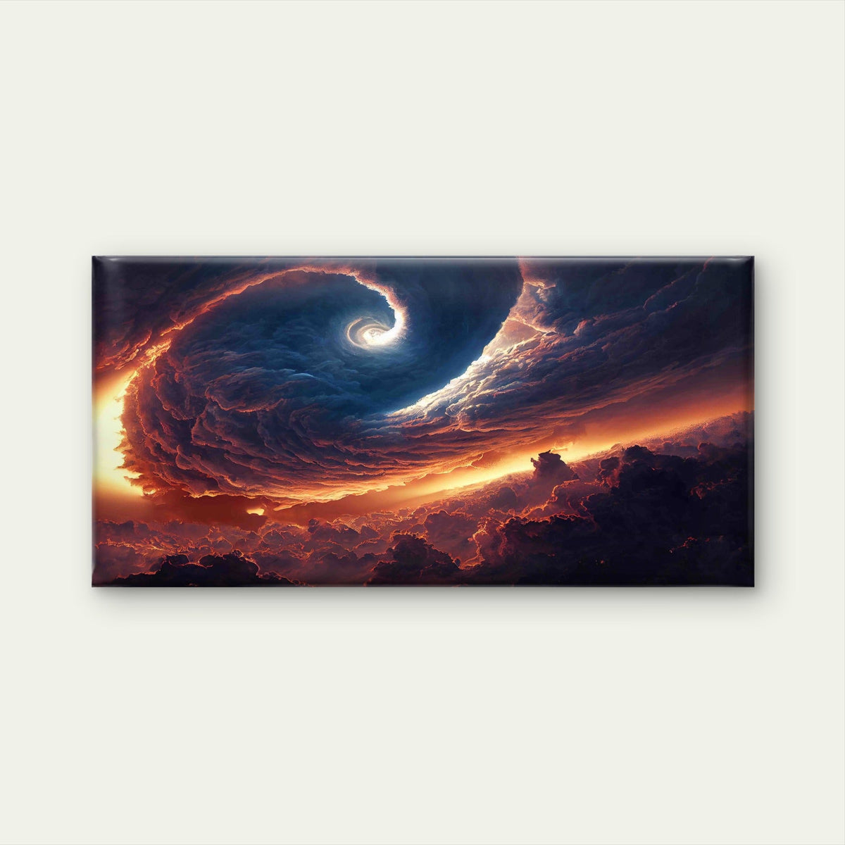 Fiery Vortex Of The Red Storm Wall Art Canvas Office Home Room Framed 80x45cm
