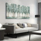 Abstract Forest Grey Teal Foggy Trees Wall Art canvas office home room framed 120x60cm
