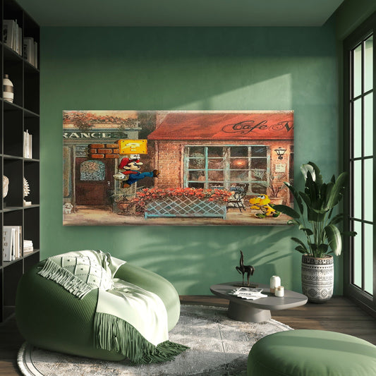 Vintage European Street Retro Wall Art Canvas Office Home Room Framed 80x45cm