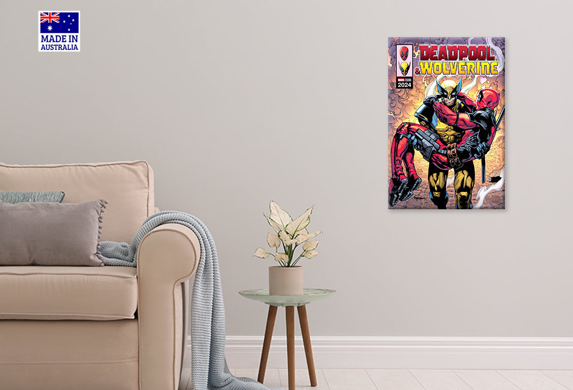 Stunning Couple of Superheroes Print 100% Australian Made 40x60cm Stretched Canvas Ready to Hang