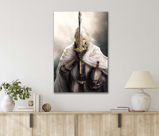 The Mysterious Woman in A White Robe Brandishing a Sword Print 100% Australian Made 40x60cm Stretched Canvas Ready to Hang