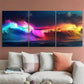 3pcs Colorful Neon Waves Surfer Metal Print Ready to Hang Art
