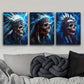 3pcs Native American Chief Skull Design Metal Print Ready to Hang Art