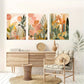 3pcs Tropical Jungle Earth Tones - Botanical Abstract Boho Metal Print Ready to Hang Art